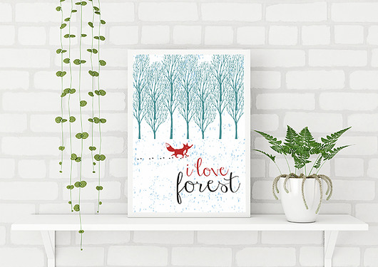 leśny plakat. i love forest Love Life and Forest
