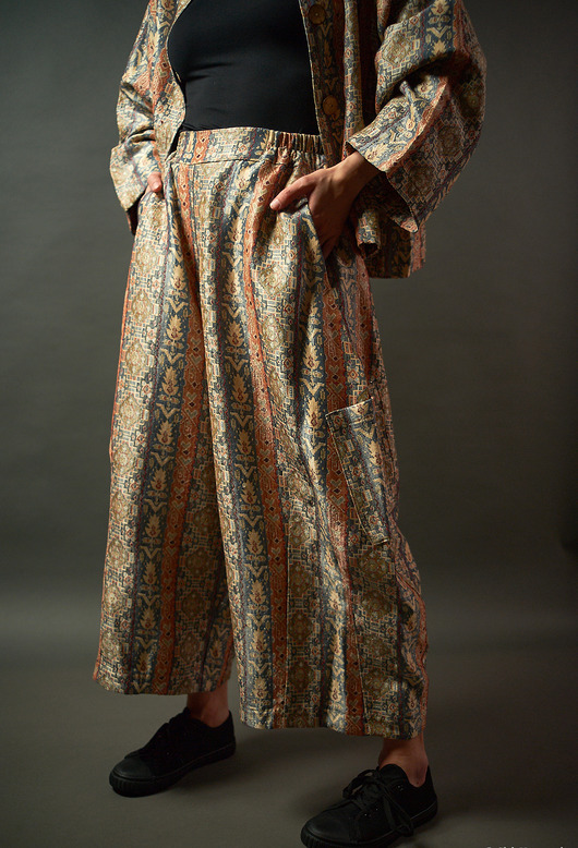 spodnie materiałowe damskie Szerokie spodnie żakardowe