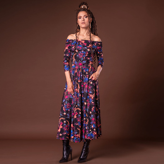 sukienki midi damskie Sukienka - Sandy Midnight Flower