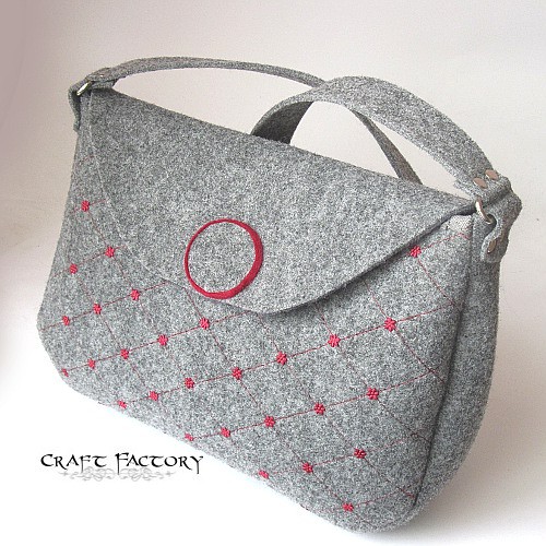 Burgundy Chequered - torba M Craft Factory