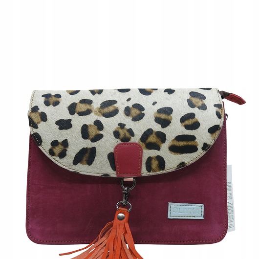 torby na ramię Torebka klasyczna damska zamszowa odpinany chwost brelok OLIVKA