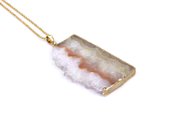 Colare Ametyst Prostokąt Plaster złoto Brazi Druse Jewelry