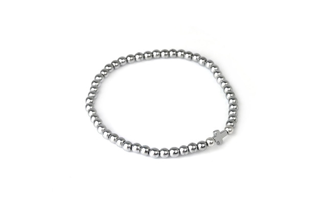 Bransoletka Męska Hematyt Krzyż srebro Brazi Druse Jewelry
