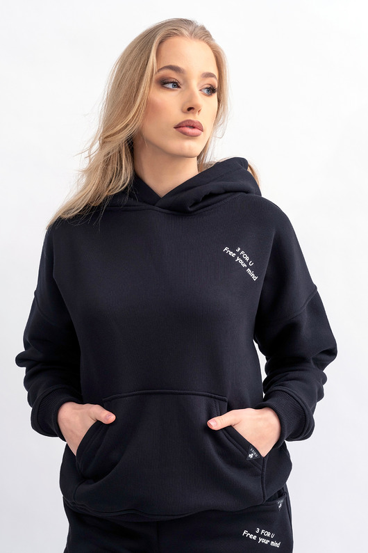 bluza z kapturem damska Bluza damska z kapturem Czarna AGA
