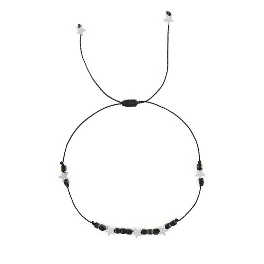 bransoletki na sznurku Bransoletka na nici z gwiazdkami - czarny Spinel