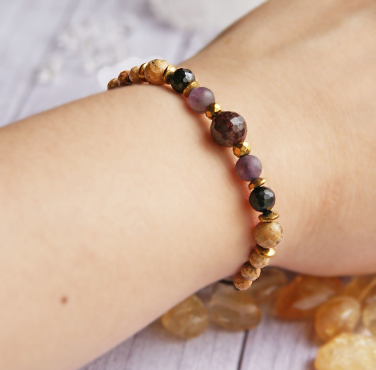 bransoletki z kamieni naturalnych BARAN - new - zodiac collection - gold