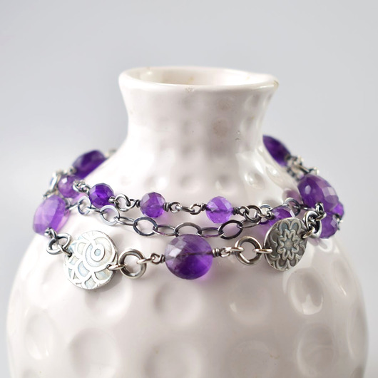bransoletki z kamieni naturalnych Elnora - srebrna bransoletka z ametystem