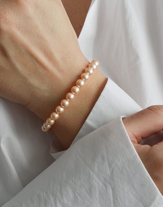 bransoletki z kamieni naturalnych Perły Swarovski bransoletka brzoskwiniowa