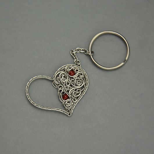 breloki Oryginalny brelok serce, breloczek karneol wire wrapping