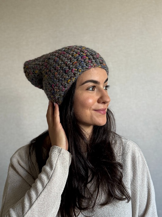 czapki damskie Kolorowa duża czapka beanie z wełną i alpaką