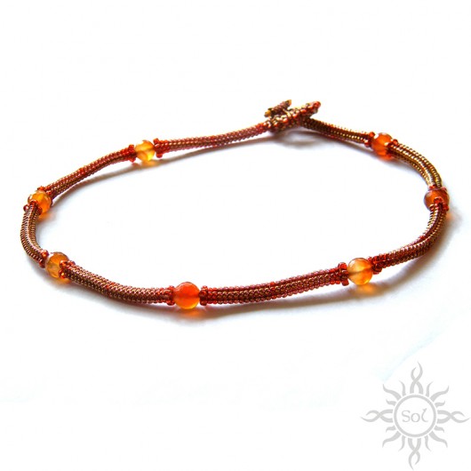 Autunno, jesienny naszyjnik z agatem, beading Sol