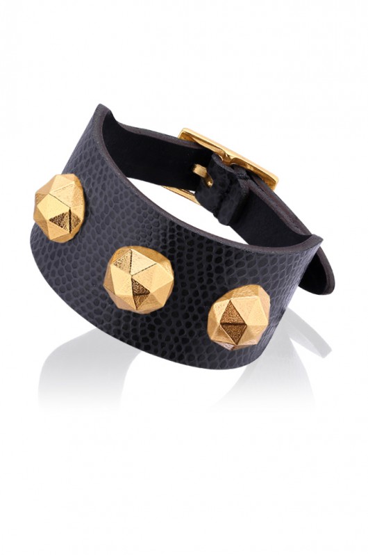 Geometric Octagon Dark Grey Bracelet in Gold Joccos Design