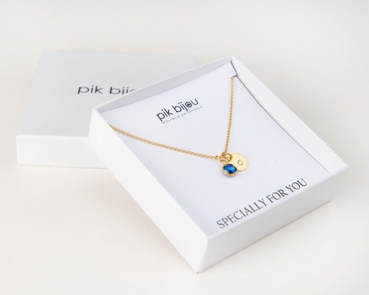 Pozłacany, personalny naszyjnik. kryształ Swarovski. KaroBijouLine