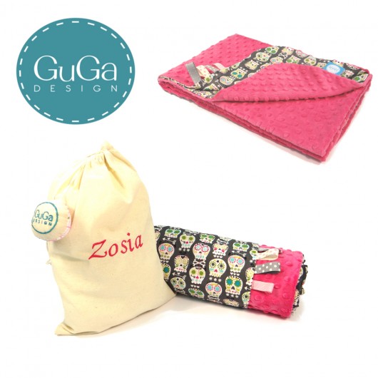 Kocyk letni 75x100 CZACHY/FUKSJA z haftem GuGa DESIGN