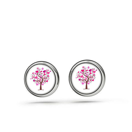 kolczyki szklane Kolczyki sztyfty - Drzewko miłości - mini