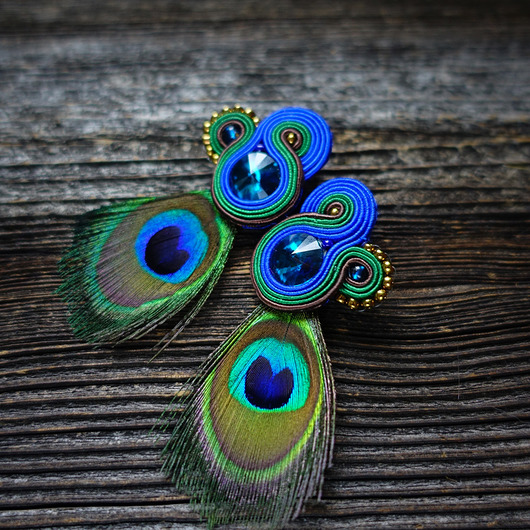 Peacock Eye-kolczyki soutache Mró Soutache
