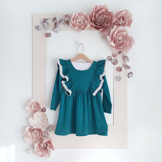 sukienki dla dziewczynki Sukienka  z falbanami  dla dziewczynki  turkus