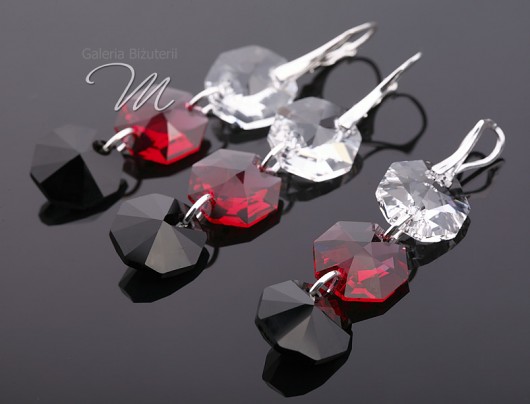 kryształ Swarovski Black red white - komplet mellody