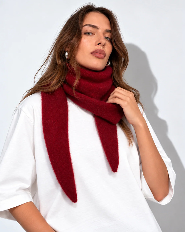 szale damskie Wełniana chusta Aspen burgundy