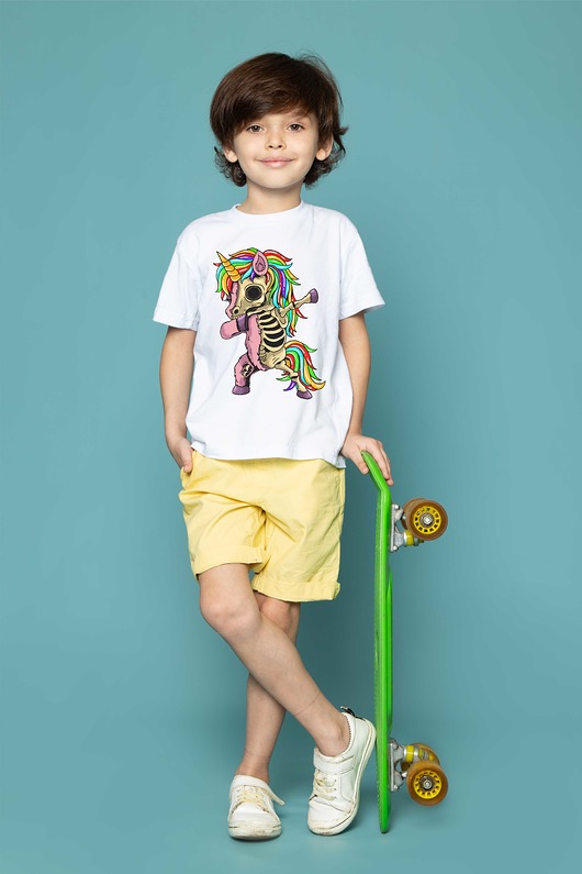 t-shirty dla dziewczynki Koszulka dziecięca z nadrukiem Unicorn skeleton