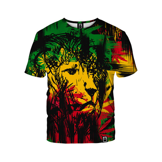 t-shirty męskie Męski T-shirt DR.CROW Rasta Lion