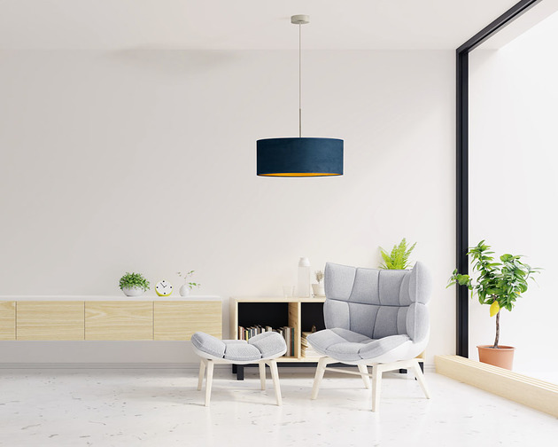 lampy wiszące Elegancka lampa wisząca do salonu z welurowym abażurem  50 cm SINTRA VELUR