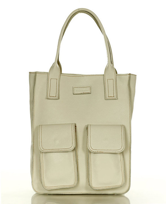 torby na ramię Torebka shopper z kieszeniami MAZZINI - Ravenna ivory beżowa