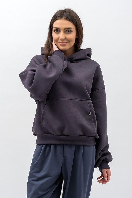 bluza z kapturem damska Bluza z kapturem ciepła ,,DUYGU" grafit