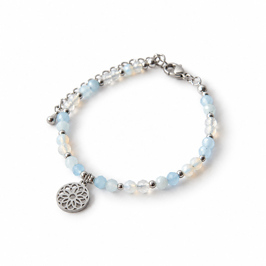 bransoletki z kamieni naturalnych MANDALA bransoletka z kamieni - akwamaryn i opal