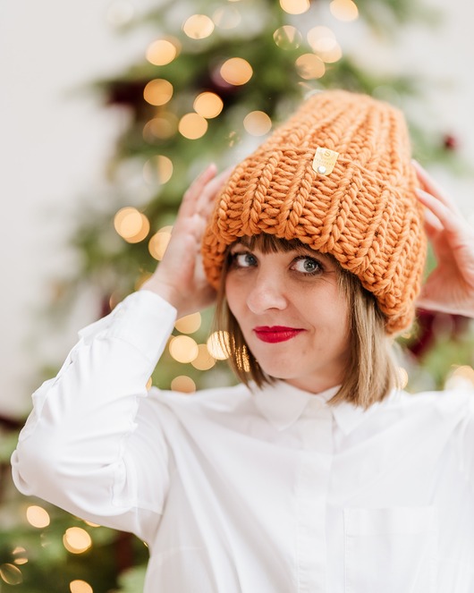 czapki damskie Zimowa czapka z wełny peruwiańskiej PERUVIAN WOOLY dynia