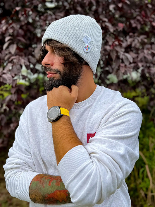 czapki i kapelusze męskie Męska czapka beanie z bawełny logo kolorowe Jasny szary