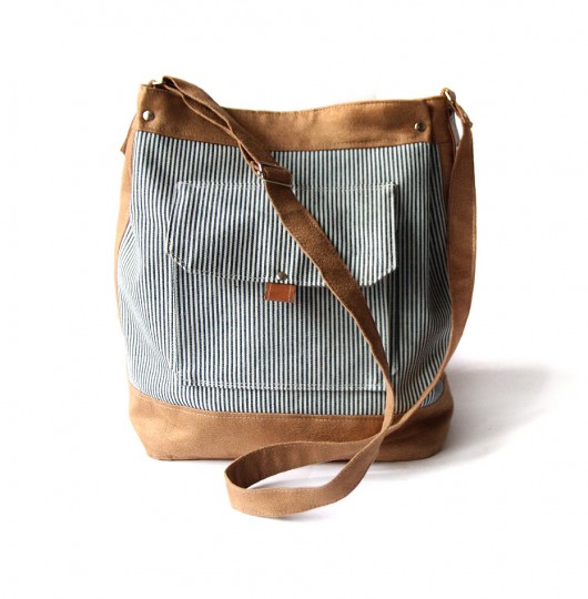 torby na ramię torebka h35 - nut&stripes -  