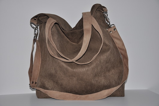 Torba hobo XXL - brąz, beż PRACOWNIA 166