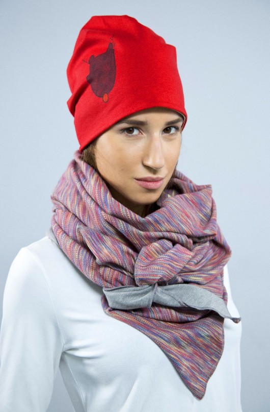 Czapka COTTON BEANIE DWUSTRONNA  PASKI ŁOŚ MADE IN MEANWHILE