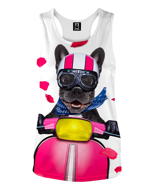 topy damskie DR.CROW Bokserka Damska Dog on Scooter