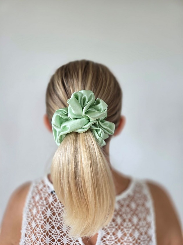 gumki do włosów Gumka jedwabna, scrunchie, frotka lime zephyr MAXI