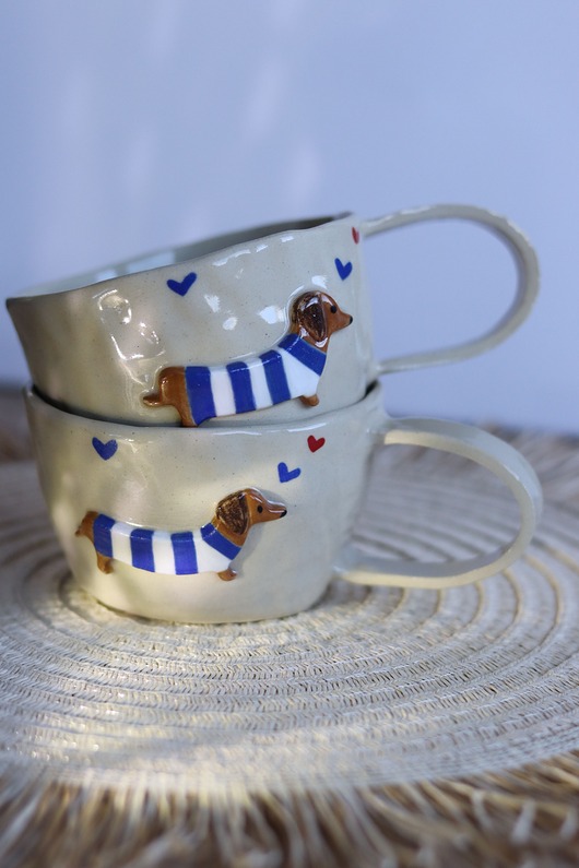 kubki Kubek w Jamniki z Napisem Chwila Na Szczęście