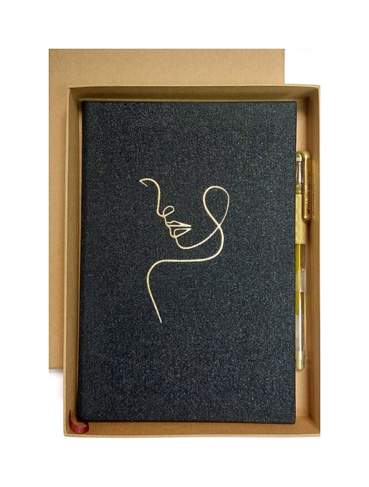 notatniki i albumy Notes Potret kobiety Gold 14x20.5 cm z pudełkiem 200 stron w linie