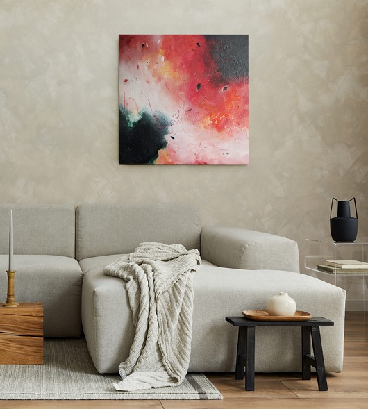 obrazy Niebo w płomieniach // abstrakcyjny obraz 60x60cm