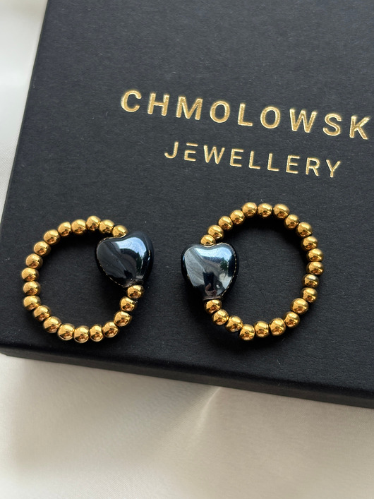 pierścionki elastyczne Zestaw Pierścionków Hematyt serce