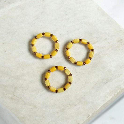 pierścionki elastyczne Żółty pierścionek :: summer : masa perłowa i hematyt