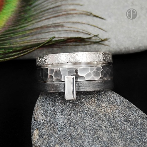 Trio - piaskowana, oksydowana i młotkowana r.18 MAREMI Jewelry