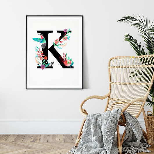 Litera K, inicjał - ilustracja drukowana muamua design