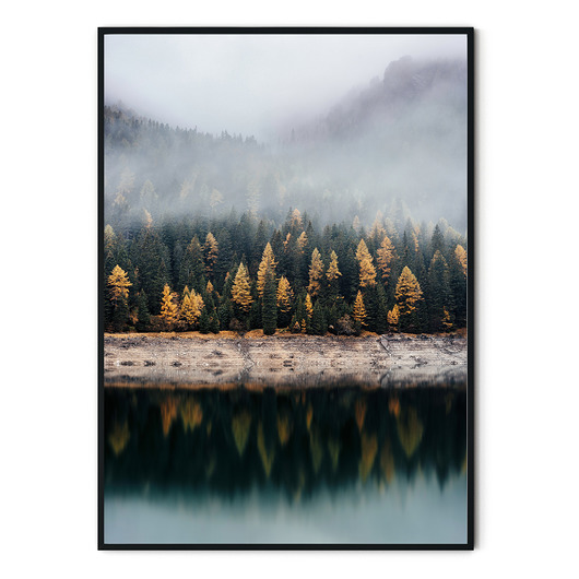 Plakat Las -odbicie w jeziorze myscandi