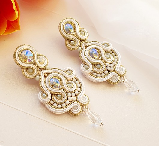 kolczyki soutache Ślubne kolczyki sutasz