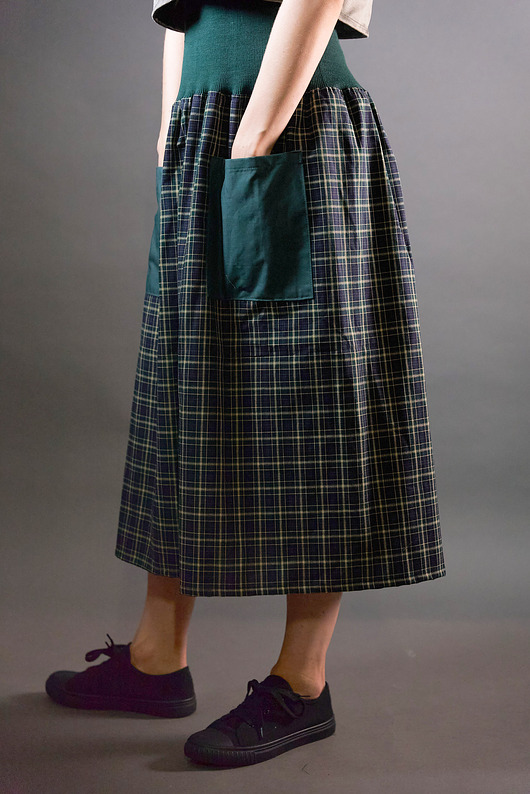 spódnice midi Spódnica - sukienka w kratkę ze ściągaczem