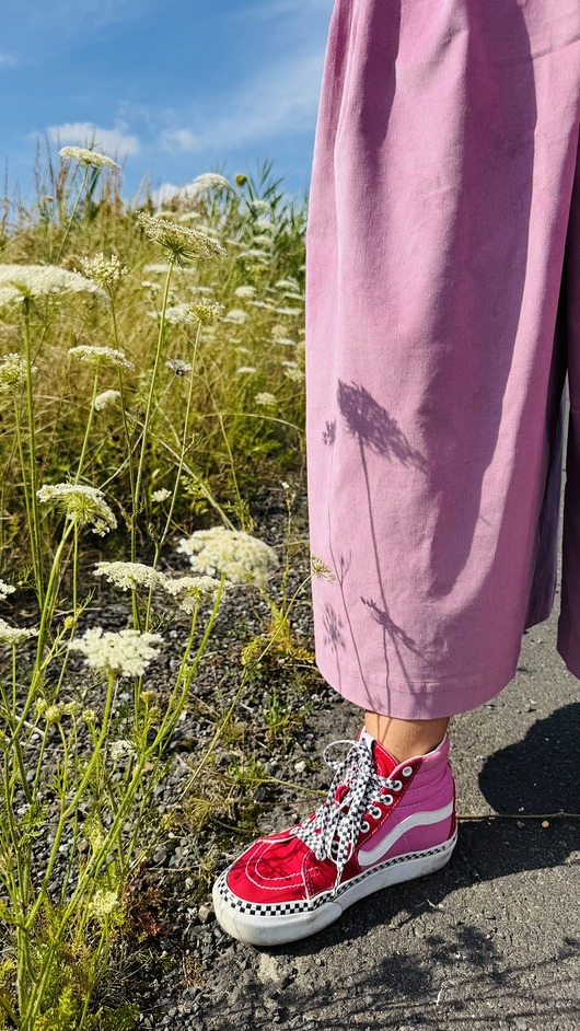 spodnie materiałowe damskie Wrzosowe spodnie culotte