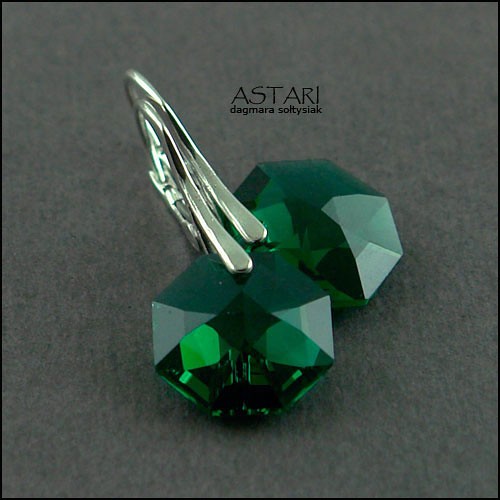 SREBRO I kryształ SWAROVSKI - EMERALD Astari