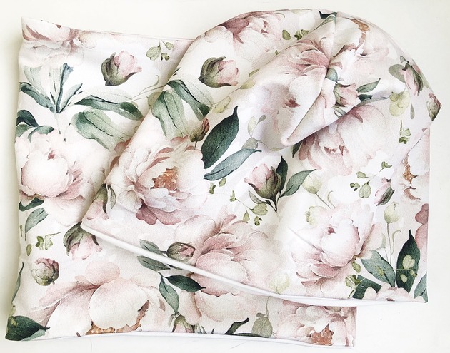 czapki dziecięce KOMPLET _ czapka + komin w peonie