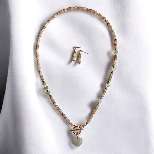 komplet biżuterii RAZEM TANIEJ! agat i labradoryt : serduszka : naszyjnik i kolczyki